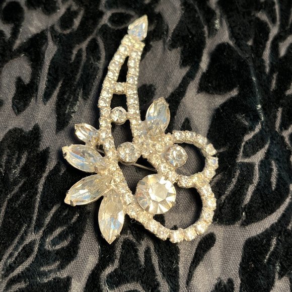 RHINESTONE BROOCH Pin Sparkly 3" Pin Hinge C-Catch - Picture 3 of 7